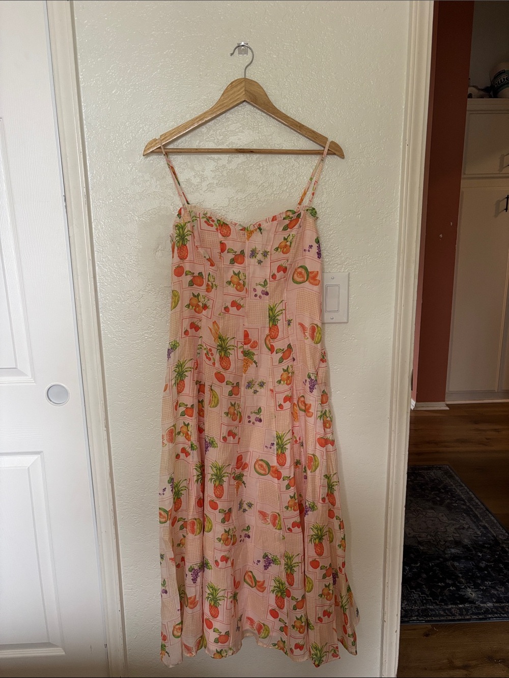 Astr Pink Floral Fruit Print Midi Dress